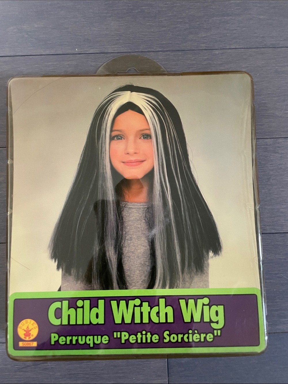 Child Witch Wig - Black with White Streaks